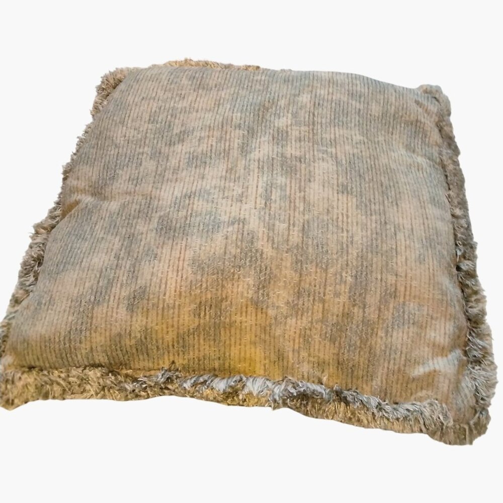 Eerie Creepy Ghost Pillow Throw Beige Fringe Shabby Distressed Vintage 18x18